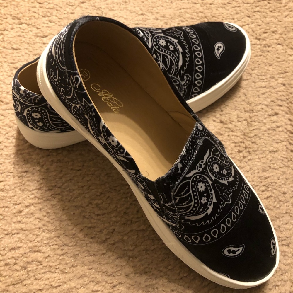 Black Bandana Slip On Sneakers